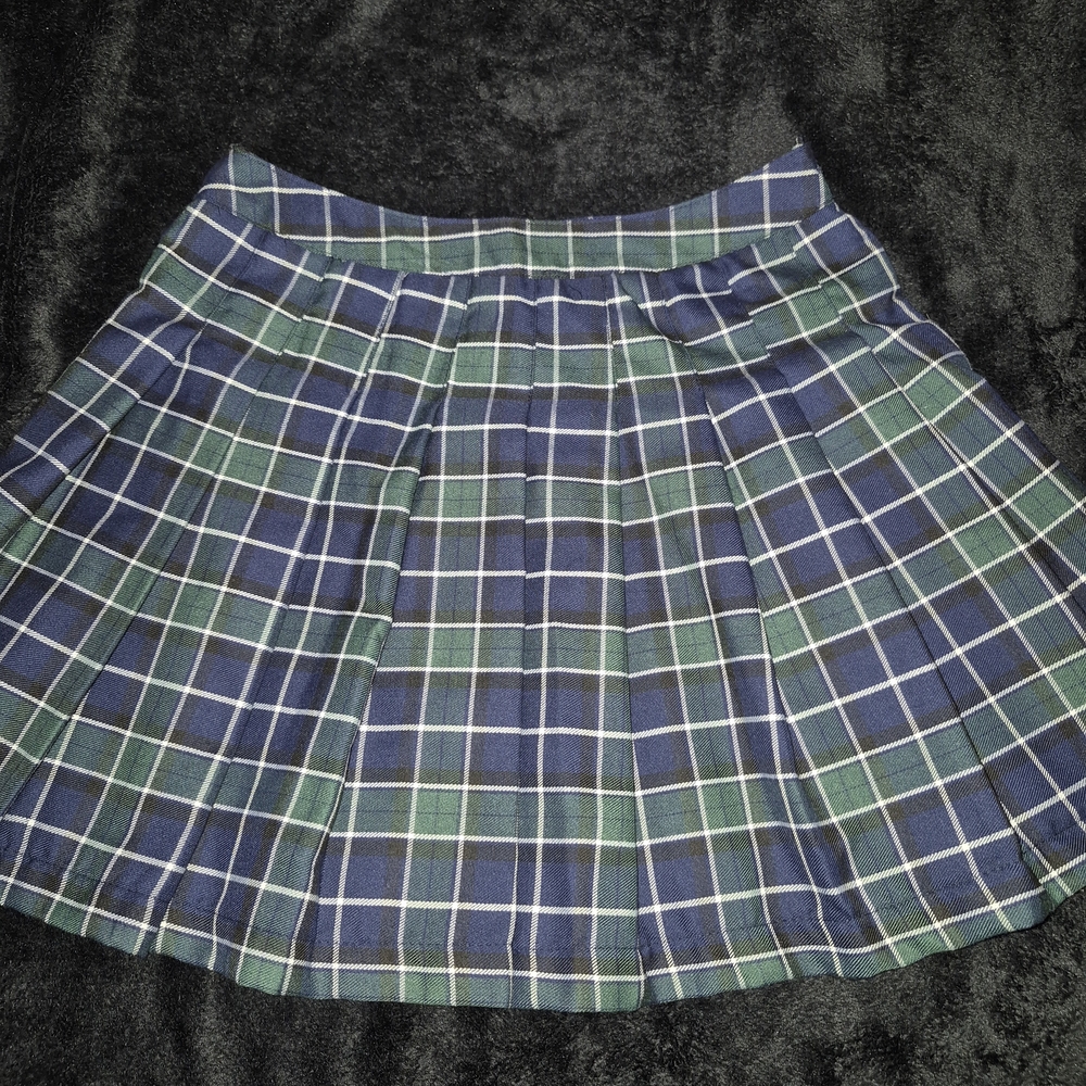Chic Plaid Mini Skirt in Blue and Green